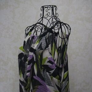 WORTHINGTON Tropical Sleeveless Semi Sheer Dressy Tank Blouse